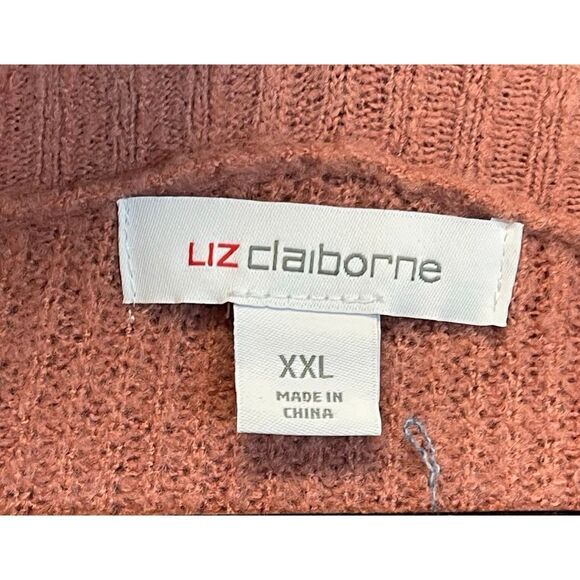 NWT LIZ CLAIBORNE Women’s Sweater XXL Rose Quartz Pink Floral Knit Pullover Cozy - Picture 3 of 15